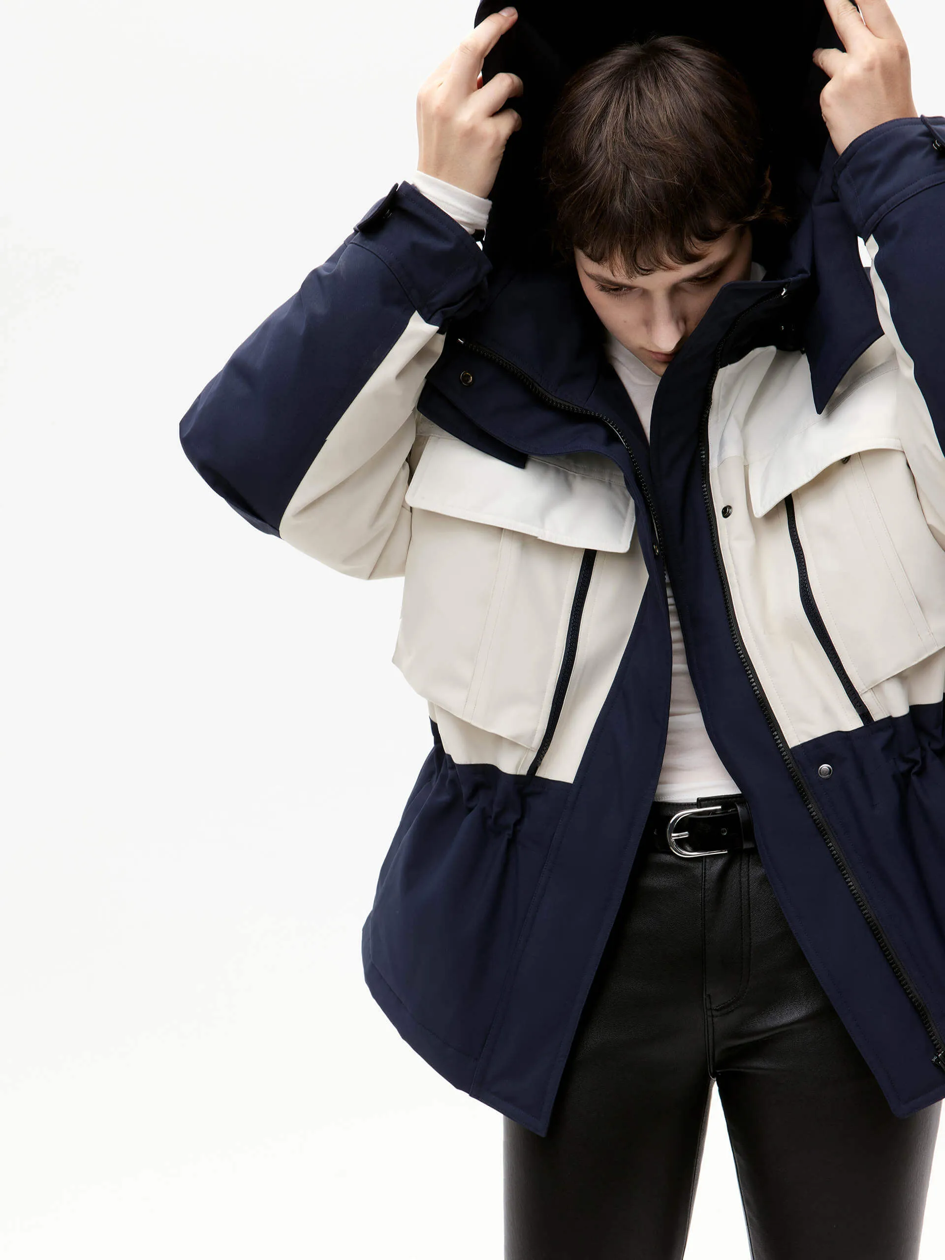 Color Block Hooded Down Jacket